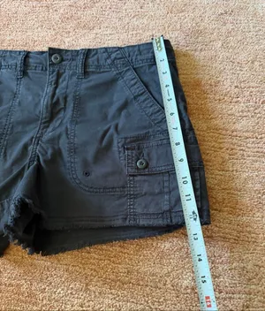 American Eagle Size 8 Black Stretch Cargo Utility Shorts Raw Hem thumbnail 5