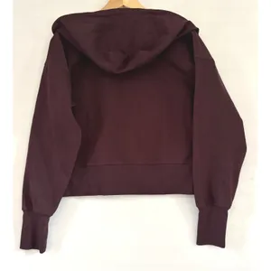 Old Navy Active Dynamic Fleece Half Zip Hoodie Maroon Burgundy Thumbhole Cropped thumbnail 2