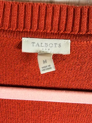 TALBOTS Burnt Orange 100% Cotton Open-Front Pocket Sweater Cardigan, Medium thumbnail 10