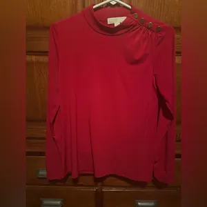 Michael Kors Red Currant Button Shoulder Women’s Medium Stretch Knit thumbnail 2