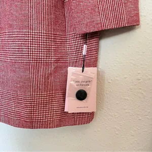 Anthropologie Avec Les Filles Red Houndstooth Plaid Longline Blazer NEW Size XL thumbnail 7