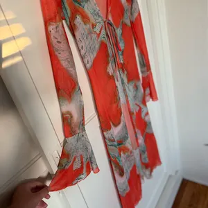 Orange Tie-Front Cardigan with Blue Jeans thumbnail 4