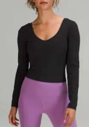 lululemon athletica Black Long Sleeve Scoop Neck Top 1012 thumbnail 1