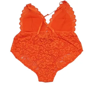 FREE PEOPLE X HAH Lace Bodysuit Sz S Burn Orange Feminine Party Resort Boho NWT thumbnail 9