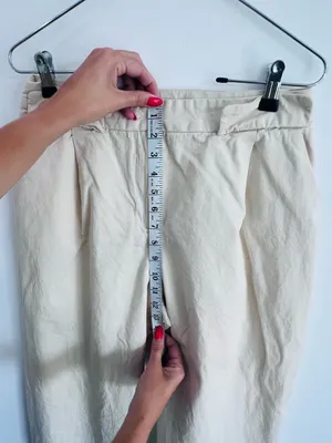 Zara Cream Pleated Barrel Leg Trousers High Rise Minimalist M thumbnail 6