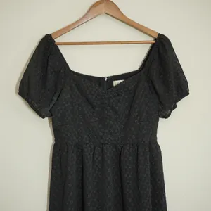 Altar'd State Black Mini Dress Floral Eyelet Puff Sleeve Size Large Party Girly thumbnail 2