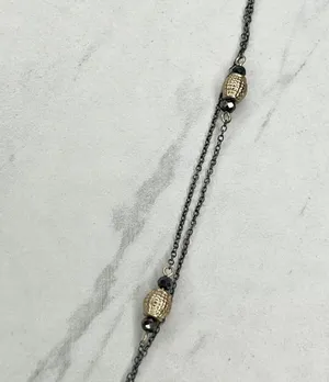 Chico's Double Strand Long Beaded Chain Link Necklace thumbnail 5
