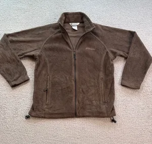 Columbia Women’s Brown Full Zip Fleece Jacket Large Zip Pockets Outdoor Hiking thumbnail 1