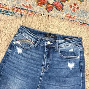 Judy Blue embroidered rainbow straight fit jeans size 5/27 thumbnail 2