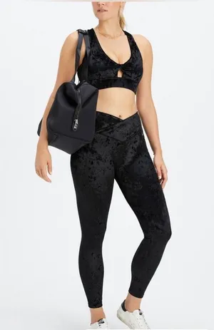Fabletics Crushed Velour Crossover Leggings 3X (20-22) thumbnail 2