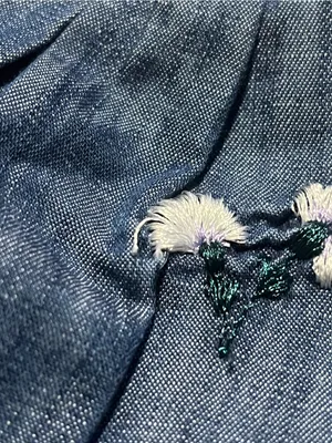 Harper Heritage Francesca’s Blue Embroidered Ruffle Denim Top - Size L - NWT thumbnail 7