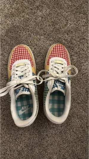 Nike Air Force 1 Gingham Pack Multicolor Sneakers Size 8 thumbnail 6