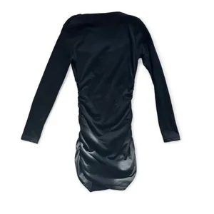 Black Deep V-Neck Ruched Long Sleeve Bodycon Dress – Size XS thumbnail 8