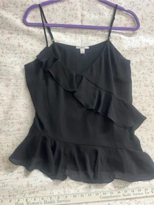 Bar III Black Asymmetrical Ruffle Camisole thumbnail 2