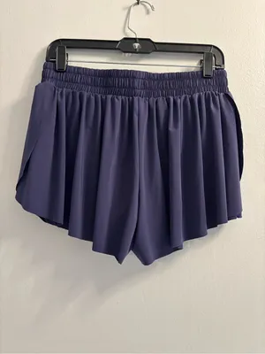 LEFTEAR Womens Large Flowy Spandex Stretch Dance Yoga Athletic Blue Shorts thumbnail 3