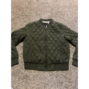 Banana Republic‎ Womens Olive Green Quilted Bomber Jacket Small Full Zip thumbnail 2