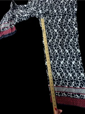 Kaari Blue Navy & White Floral Wide-Leg Pants with Red Hem Trim thumbnail 4