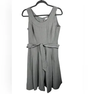 Calvin Klein Gray Fit & Flare Dress Size‎ 6 Sleeveless Belted A-Line Career thumbnail 2