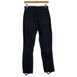 Abercrombie & Fitch Ankle Straight Ultra High Rise Jeans Black Distressed Size 2 thumbnail 4