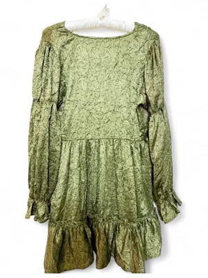 NWT Disturbia Women’s Arda Virago Crinkle Green Olive V-Neck Mini Dress Size 10 thumbnail 15