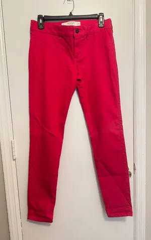 Abercrombie & Fitch Women Velvet Pants Pink 6/28 W Skinny Zip thumbnail 1