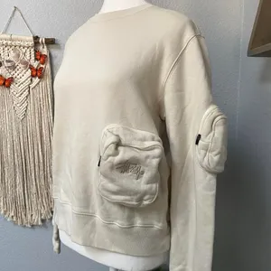 StüSsy Cream Front Pockets Crewneck Pullover Sweatshirt Streetwear Skate Casual thumbnail 3