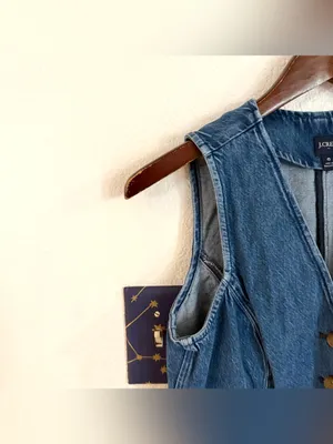 J.Crew Womens Vest Denim Jean Button Front Cotton Blend Size 6 thumbnail 5