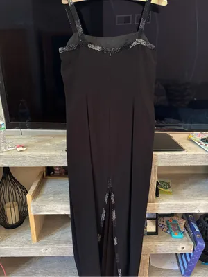 Classic Black Sleeveless Wedding Gown with Sparkle Trim thumbnail 5