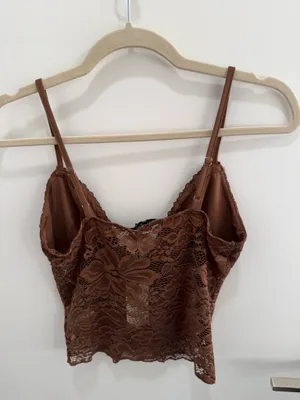 Mixology Brown Lace Crop Top Size Medium NWT thumbnail 2