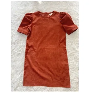 Molly Bracken XS Corduroy Shift Dress Brown Puff Sleeve Mini Retro Fall thumbnail 7