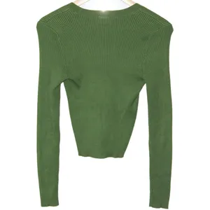 Womens Abercrombie & Fitch Green Ribbed Knit Long Sleeve Scoop Neck Sweater Sz S thumbnail 2