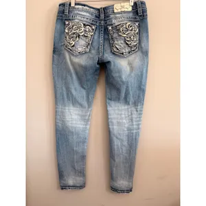 Miss Me Signature Skinny Jeans Womens 30 Blue Distressed Embellished Lace Pocket thumbnail 7