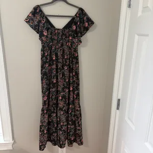 Universal Threads Floral Smocked Tiered Maxi Dress Black Pink Blue Cottagecore XS thumbnail 3