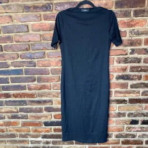 NWT Banana Republic Black Crinkle Knit Boat Neck Midi Dress Women's Size Small thumbnail 2