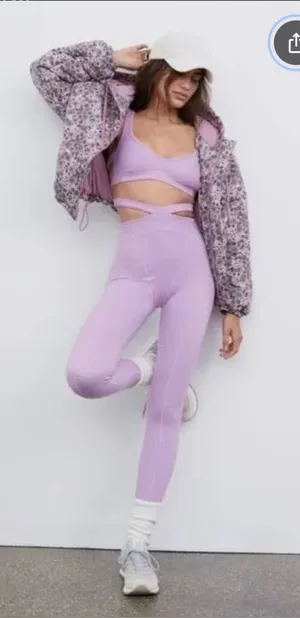 NET For Love & Lemons Strappy Leggings Pink Lilac XS thumbnail 1