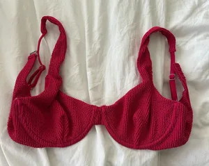 Abercrombie & Fitch Textured Pink Swimsuit Bikini Top thumbnail 1