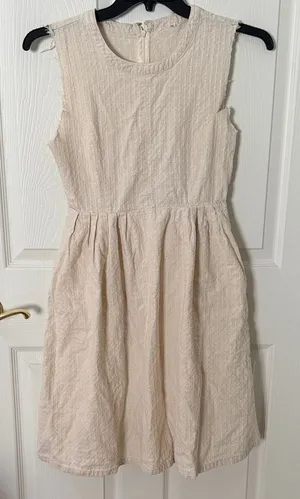 Anthropologie Elegant Cream Sleeveless Dress size small thumbnail 1