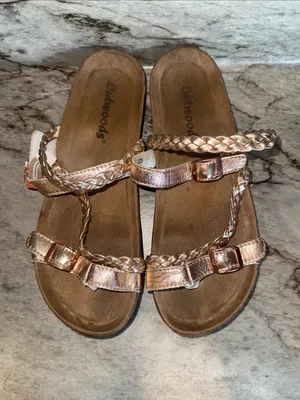 Outwoods Braided Metallic Slide Sandals - Rose Gold thumbnail 4