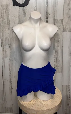 SheIn Ruffle Wrap Swim Skirt Bikini Cover Up Womens Small Royal Cobalt Blue thumbnail 1