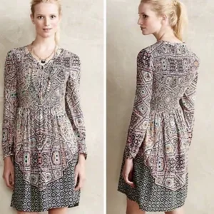 Maeve by Anthropologie Tiled Amethyst Dress Small Boho thumbnail 2