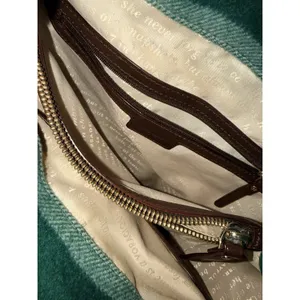 Kate Spade Wool Satchel Top Leather Handle Bag Medium‎ Green Striped 18x14" F thumbnail 3