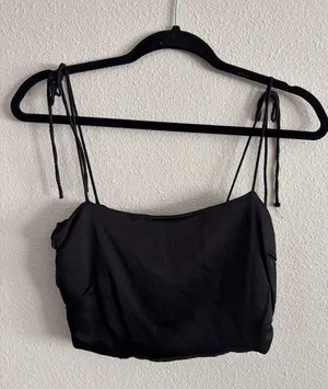 ZARA Black Crop Top Medium Tank thumbnail 1