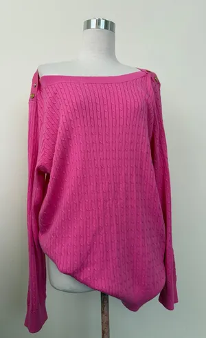 Lauren Ralph Lauren Hot Pink Cable Knit Sweater thumbnail 1