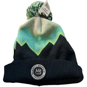 Colorful Knit Beanie with Pom Pom Black thumbnail 1