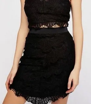Free‎ People Intimately Sabrina Ginger Skirt Women Size M Black Lace Nylon. thumbnail 1