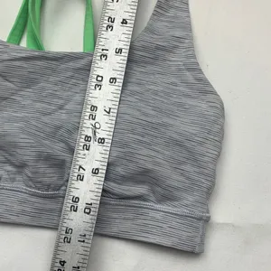 Lululemon size 6 Light Gray Striped Sports Bra lime Green strappy gym workout at thumbnail 5