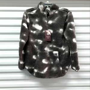 Buffalo Outdoors Sherpa Fleece Jacket Womens Large Gray Tie Dye Cozy Sweater thumbnail 2