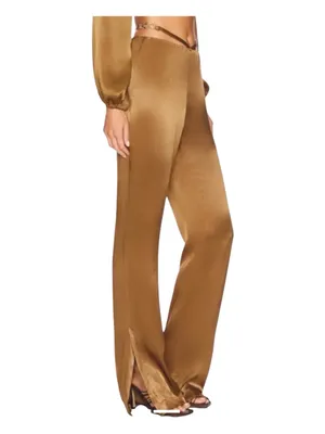 ASTR The Label Amiah Bronze Satin Strappy Wide Leg Pants M NWOT thumbnail 3