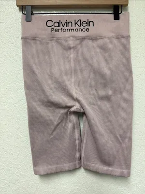 CALVIN KLEIN PERFORMANCE High-Rise Ribbed Bike Shorts - Dusty Pink Size Large thumbnail 5