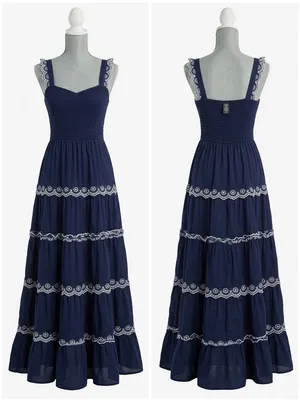 Navy Blue Floral Off-Shoulder Midi Dress 🌸 Super flattering navy floral midi dress with off-the-shoulder neckline thumbnail 2